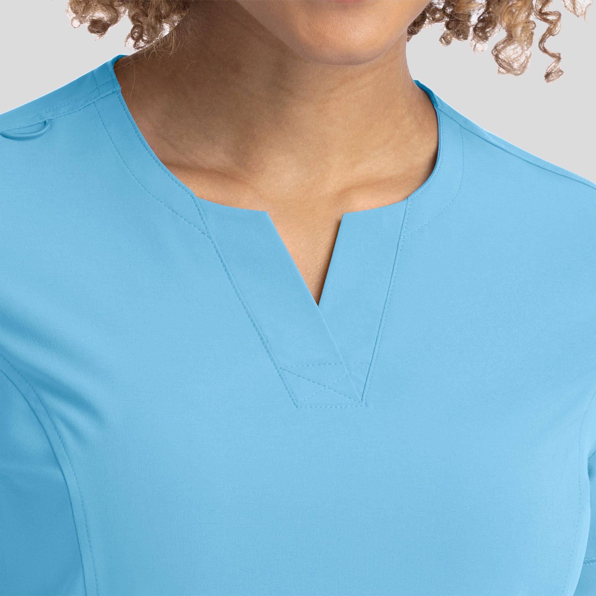 Notched Crew Neck Top | Turquoise